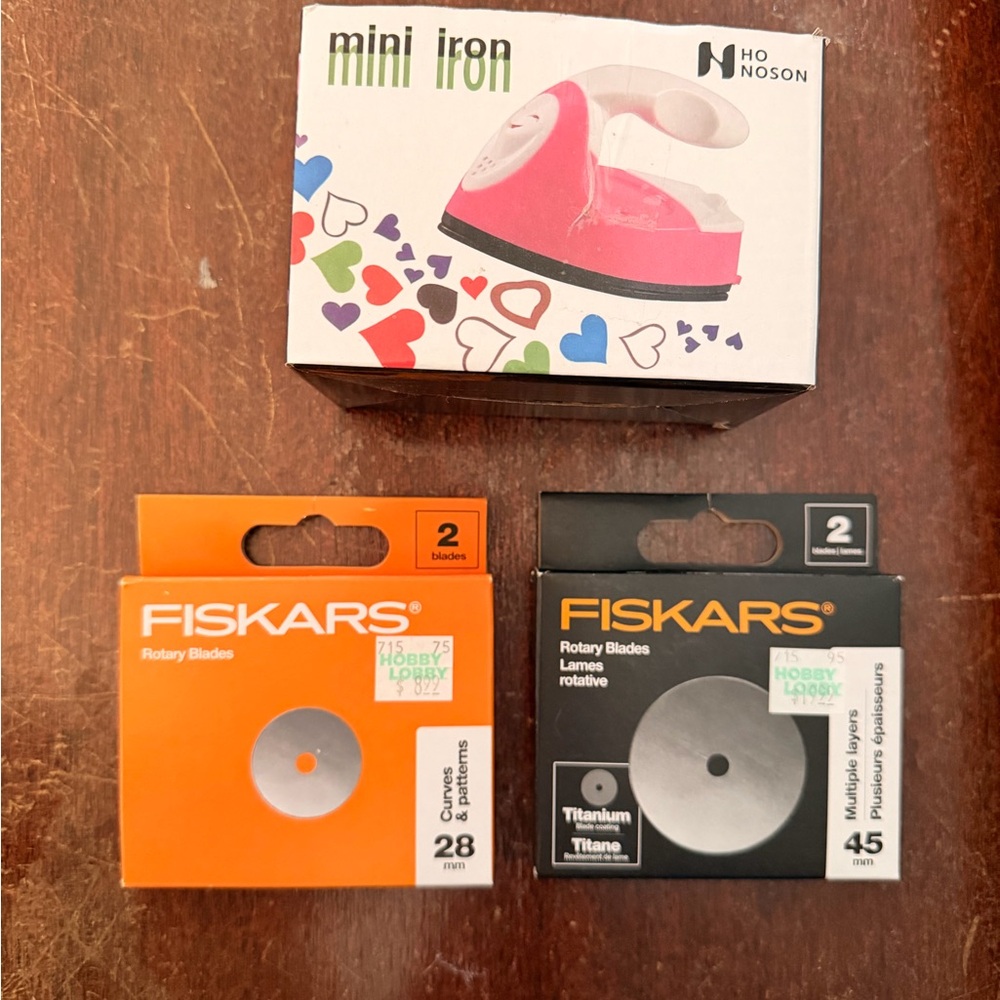 Fiskars Rotary Blades & Mini Iron Bundle
